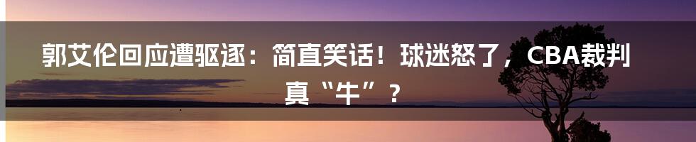 郭艾伦回应遭驱逐：简直笑话！球迷怒了，CBA裁判真“牛”？