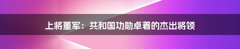 上将董军：共和国功勋卓著的杰出将领