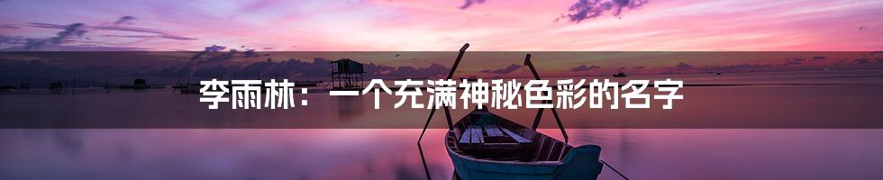 李雨林：一个充满神秘色彩的名字