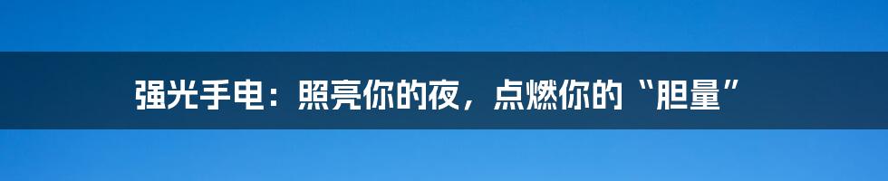 强光手电：照亮你的夜，点燃你的“胆量”