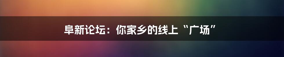 阜新论坛：你家乡的线上“广场”