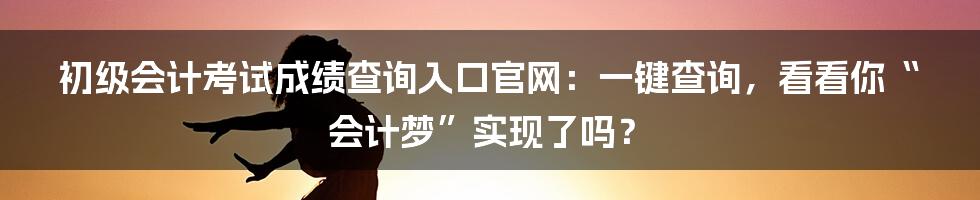 初级会计考试成绩查询入口官网：一键查询，看看你“会计梦”实现了吗？