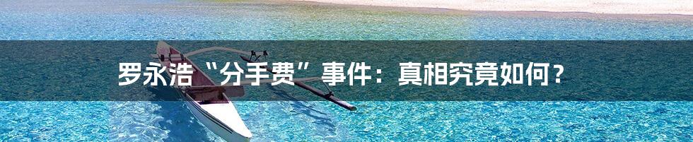 罗永浩“分手费”事件：真相究竟如何？