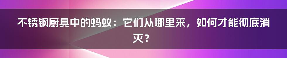 不锈钢厨具中的蚂蚁：它们从哪里来，如何才能彻底消灭？