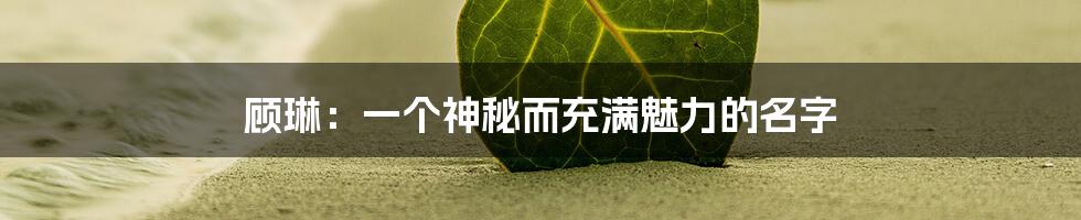 顾琳：一个神秘而充满魅力的名字