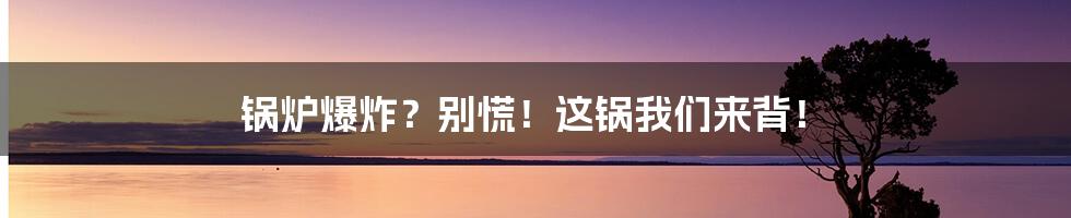 锅炉爆炸？别慌！这锅我们来背！