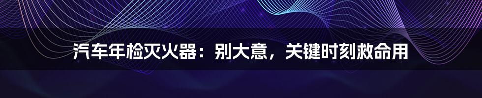 汽车年检灭火器：别大意，关键时刻救命用