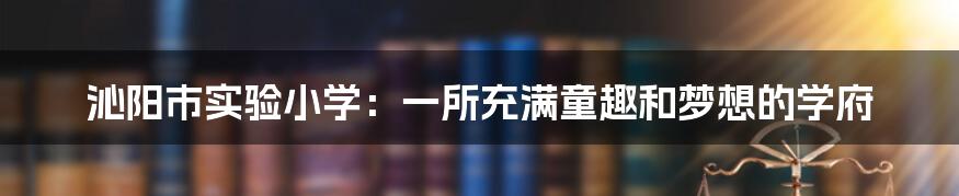 沁阳市实验小学：一所充满童趣和梦想的学府