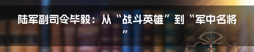 陆军副司令毕毅：从“战斗英雄”到“军中名将”