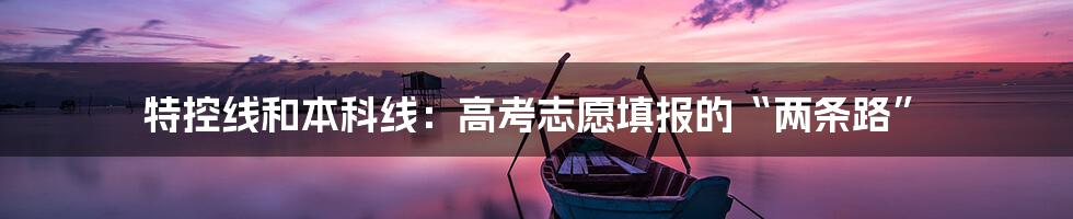 特控线和本科线：高考志愿填报的“两条路”