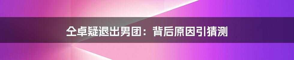 仝卓疑退出男团：背后原因引猜测