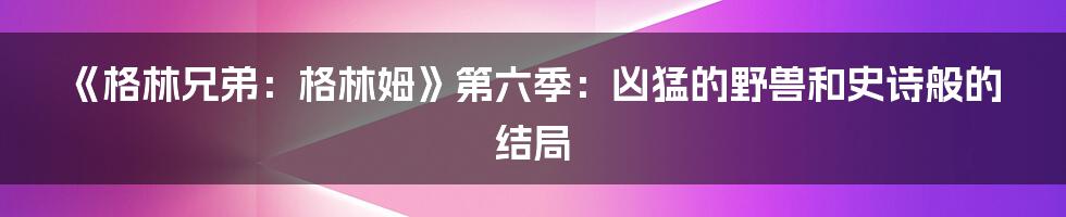 《格林兄弟：格林姆》第六季：凶猛的野兽和史诗般的结局