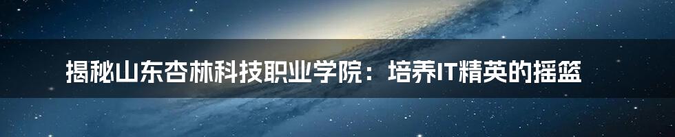 揭秘山东杏林科技职业学院：培养IT精英的摇篮