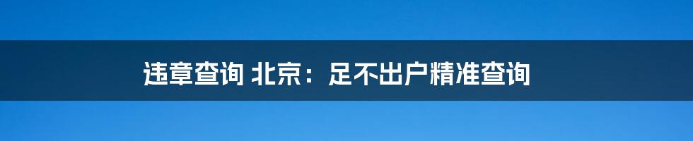 违章查询 北京：足不出户精准查询