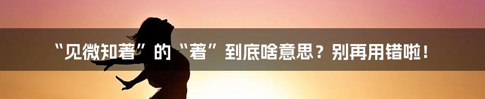 “见微知著”的“著”到底啥意思？别再用错啦！