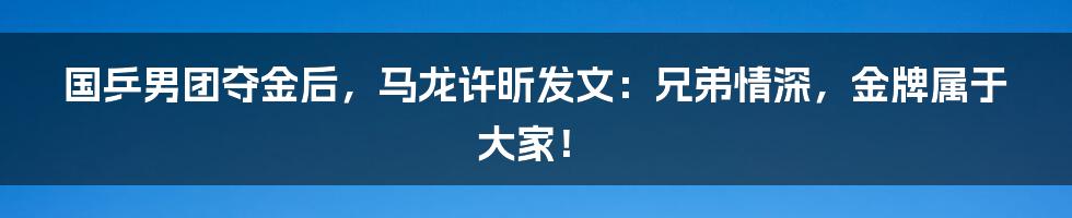 国乒男团夺金后，马龙许昕发文：兄弟情深，金牌属于大家！