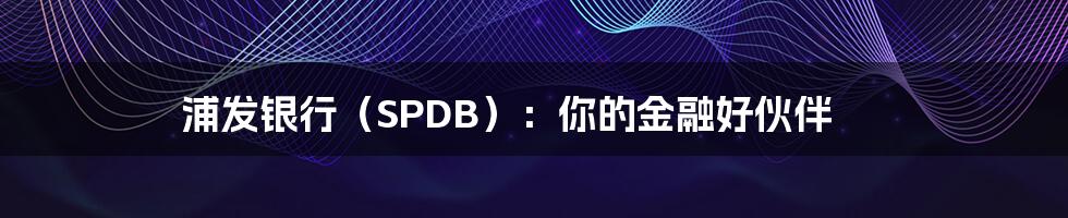 浦发银行（SPDB）：你的金融好伙伴