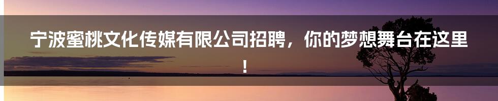 宁波蜜桃文化传媒有限公司招聘，你的梦想舞台在这里！