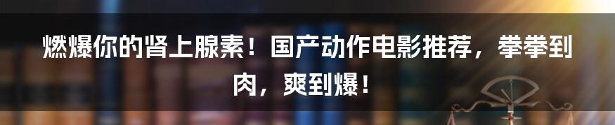 燃爆你的肾上腺素！国产动作电影推荐，拳拳到肉，爽到爆！