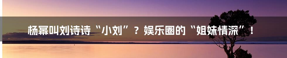 杨幂叫刘诗诗“小刘”？娱乐圈的“姐妹情深”！