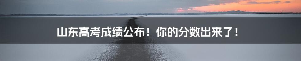 山东高考成绩公布！你的分数出来了！