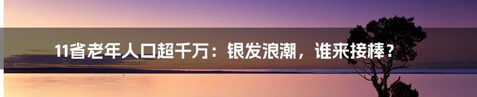 11省老年人口超千万：银发浪潮，谁来接棒？