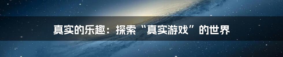 真实的乐趣：探索“真实游戏”的世界