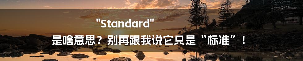 "Standard" 是啥意思？别再跟我说它只是“标准”！