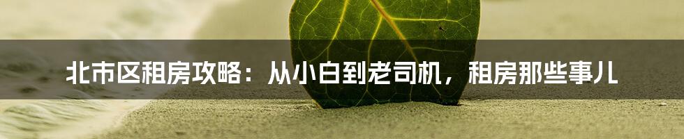 北市区租房攻略：从小白到老司机，租房那些事儿