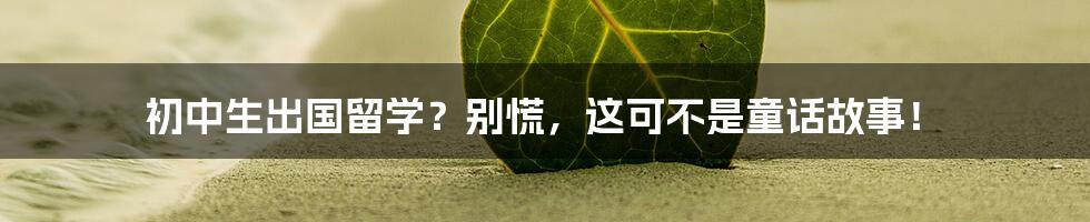 初中生出国留学？别慌，这可不是童话故事！