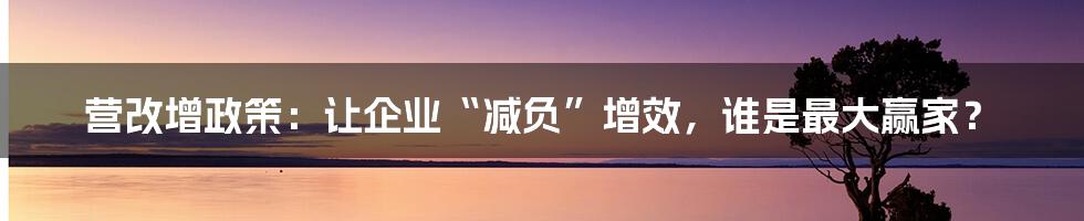 营改增政策：让企业“减负”增效，谁是最大赢家？