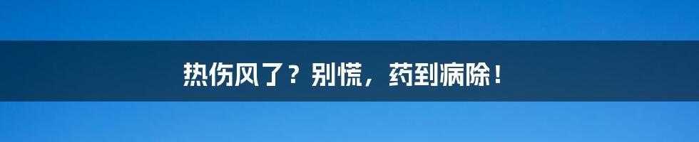 热伤风了？别慌，药到病除！