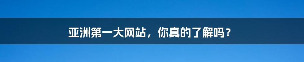 亚洲第一大网站，你真的了解吗？