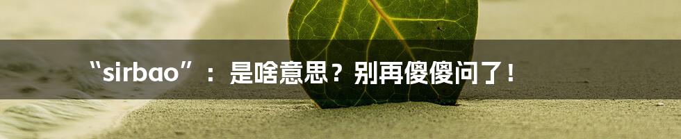 “sirbao”：是啥意思？别再傻傻问了！