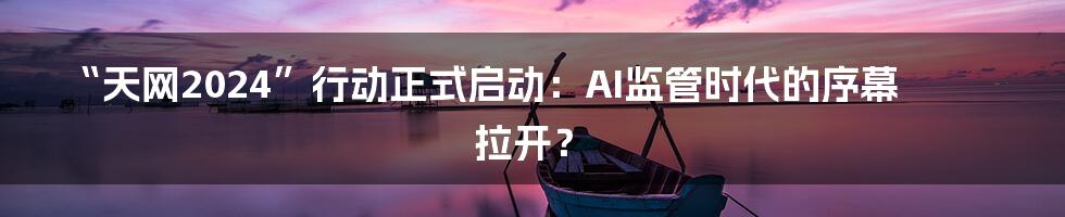 “天网2024”行动正式启动：AI监管时代的序幕拉开？