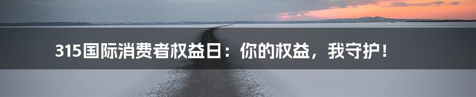 315国际消费者权益日：你的权益，我守护！