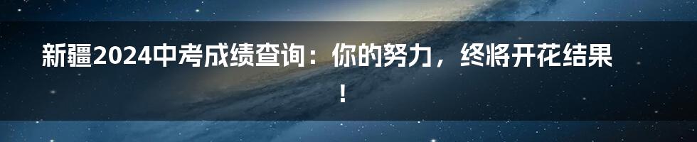 新疆2024中考成绩查询：你的努力，终将开花结果！