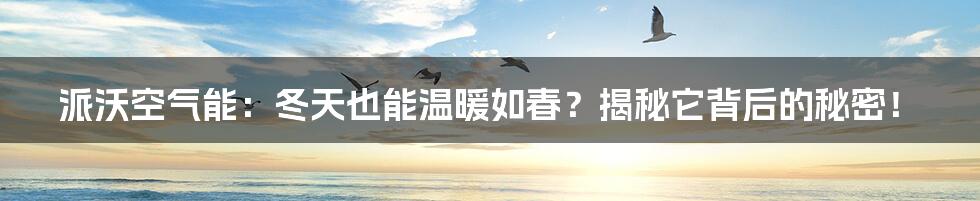 派沃空气能：冬天也能温暖如春？揭秘它背后的秘密！