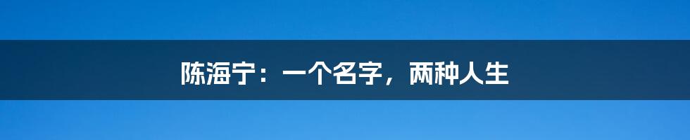 陈海宁：一个名字，两种人生