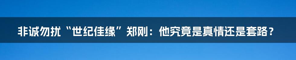 非诚勿扰“世纪佳缘”郑刚：他究竟是真情还是套路？