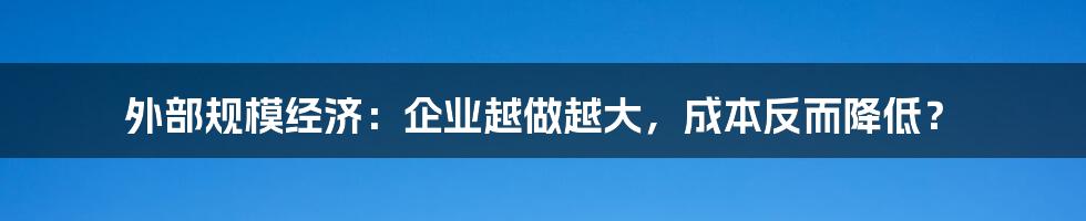 外部规模经济：企业越做越大，成本反而降低？