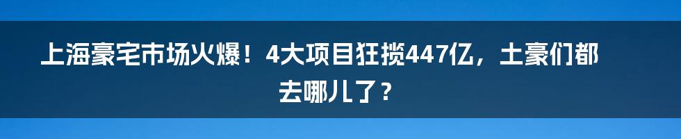 上海豪宅市场火爆！4大项目狂揽447亿，土豪们都去哪儿了？