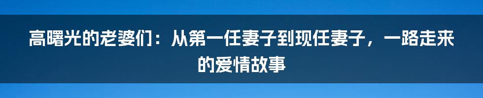 高曙光的老婆们：从第一任妻子到现任妻子，一路走来的爱情故事