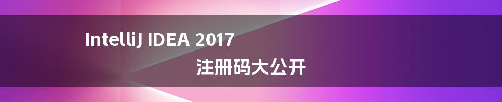 IntelliJ IDEA 2017 注册码大公开