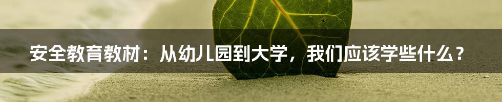 安全教育教材：从幼儿园到大学，我们应该学些什么？