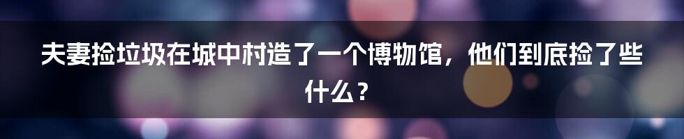 夫妻捡垃圾在城中村造了一个博物馆，他们到底捡了些什么？