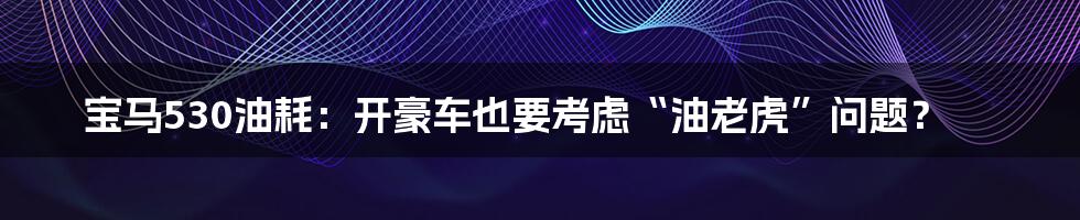 宝马530油耗：开豪车也要考虑“油老虎”问题？