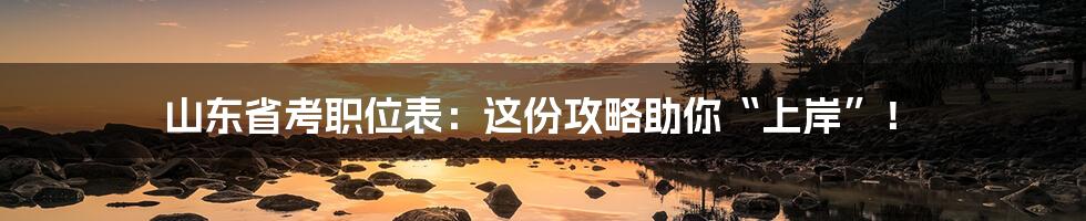 山东省考职位表：这份攻略助你“上岸”！