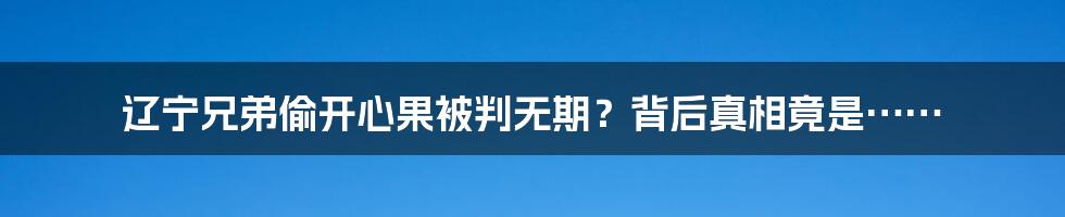 辽宁兄弟偷开心果被判无期？背后真相竟是……