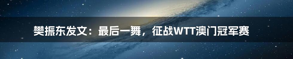 樊振东发文：最后一舞，征战WTT澳门冠军赛